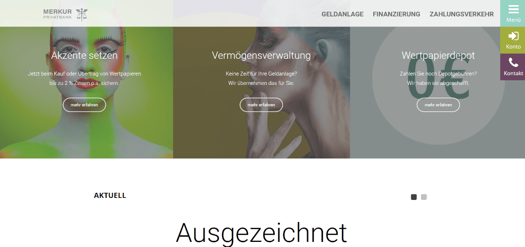 Startseite der MERKUR PRIVATBANK - Betreut von sitestep24